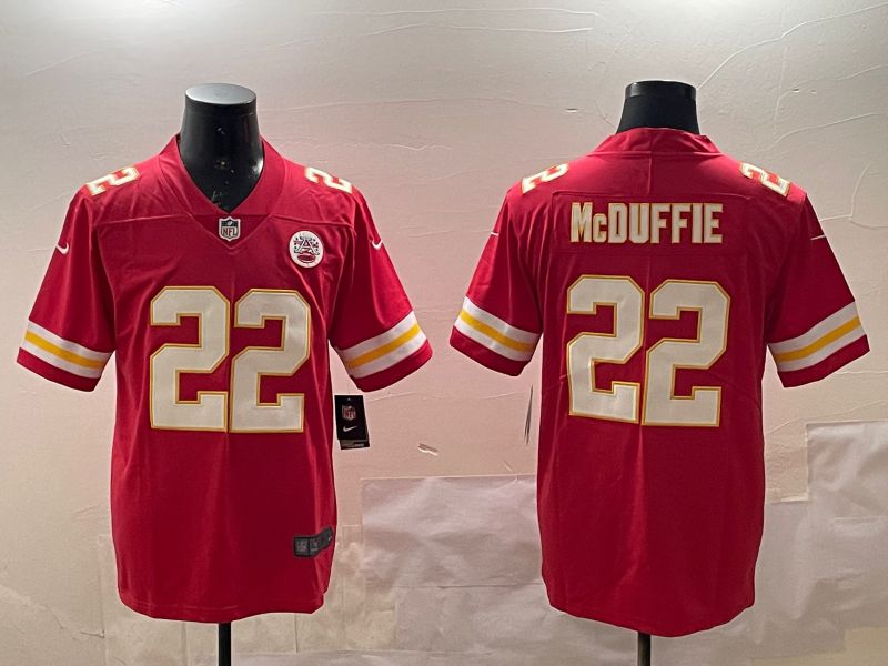 Men Kansas City Chiefs 22 Mcduffie Red Second generations 2025 Nike Limited NFL Jersey style 1